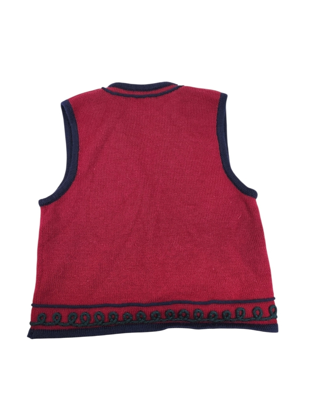 Vintage Pendleton Virgin Wool Vest L Red Embroidered Floral Cottage Folk Granny - Picture 10 of 12